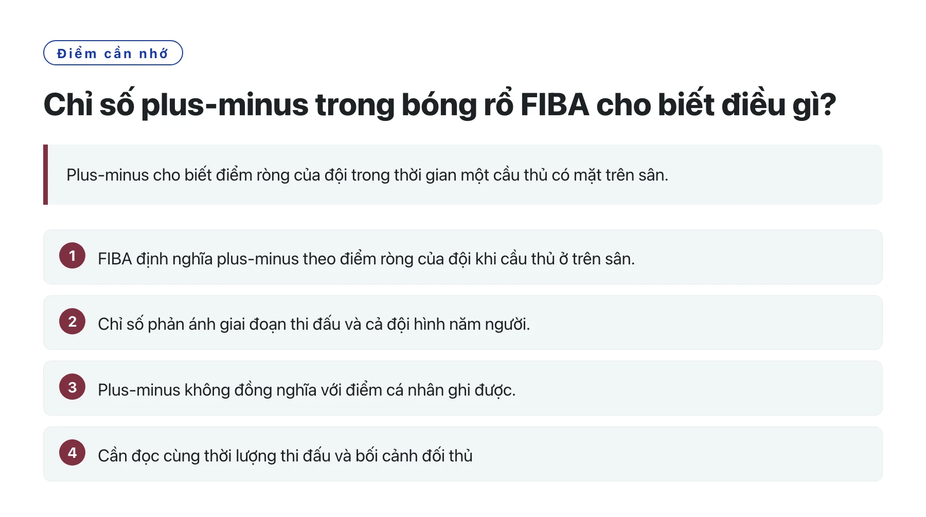 Chỉ số plus-minus trong bóng rổ FIBA cho biết điều gì?——全文要点速览
