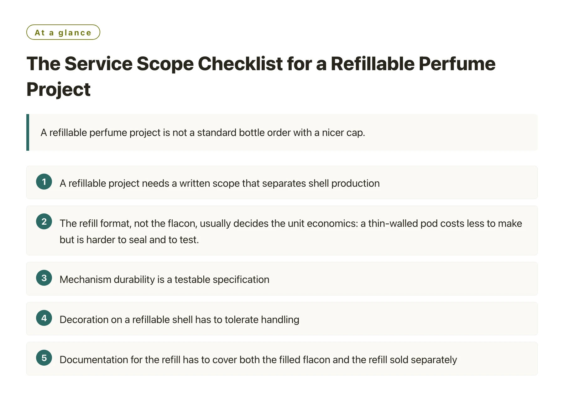 The Service Scope Checklist for a Refillable Perfume Project——全文要点速览